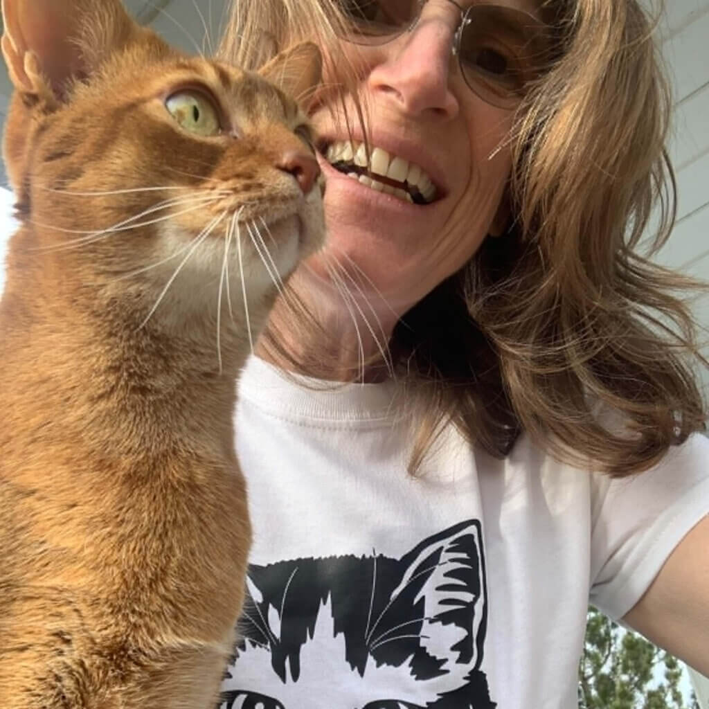 Picture of Cindy with a cat